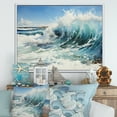thumbnail image 1 of Designart "Beach Surfs Up Painting I" Nautical & Beach Floater Framed Wall Art Living Room, 1 of 7