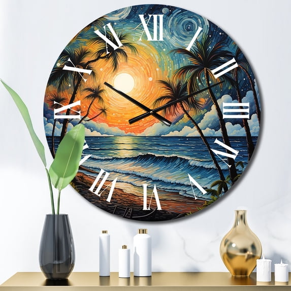 Designart "Beach Tropical Vibes Painting I" Beach Oversized Wall Clock