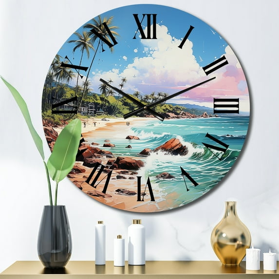 Designart "Beach Tropical Vibes Painting IV" Beach Oversized Wall Clock