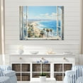 thumbnail image 1 of Designart "Beach View from Coastal Window I" Coastal Wall Art - Coastal Blue Landscape Bedroom Canvas Wall Art, 1 of 4