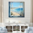 thumbnail image 1 of Designart "Beach View from Coastal Window III" Nautical Wall Art - Coastal Blue Coastal Entryway Wall Art, 1 of 6