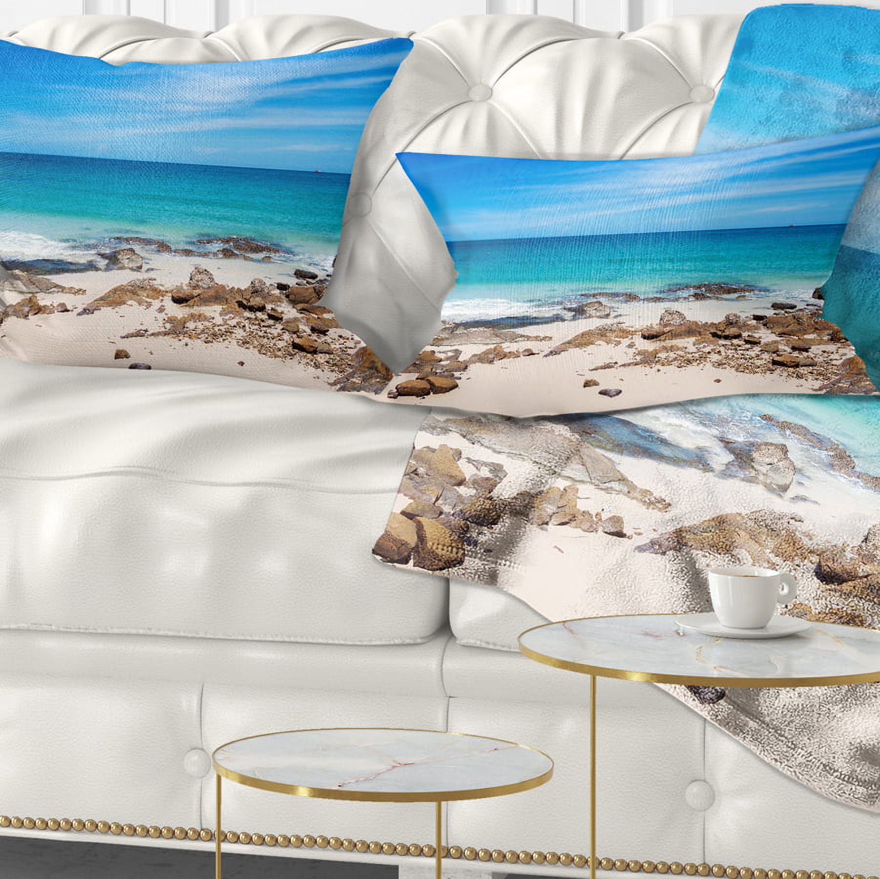 Designart Beach at Samed Island Thailand - Seashore Photo Throw Pillow - 12x20