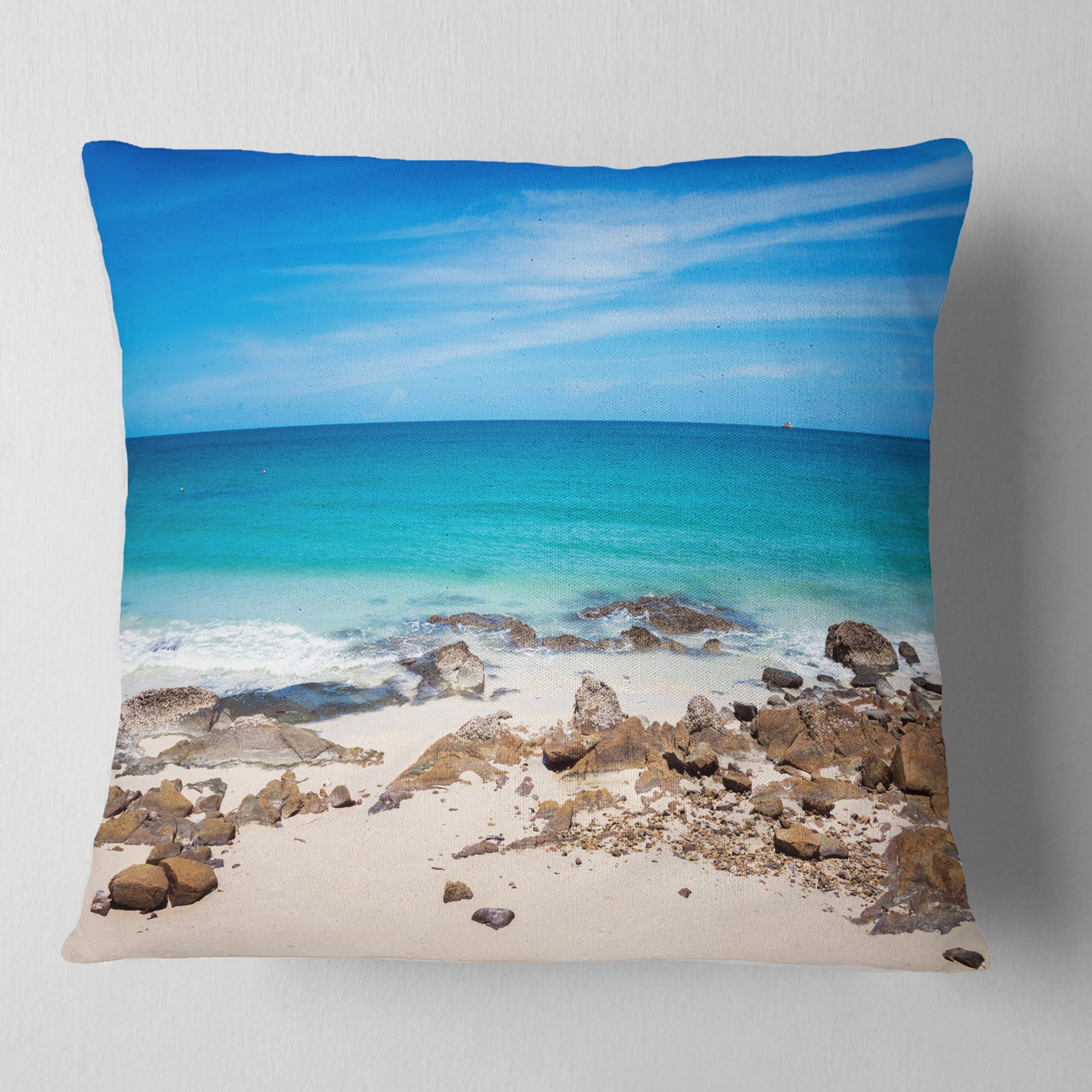 Designart Beach at Samed Island Thailand - Seashore Photo Throw Pillow - 16x16