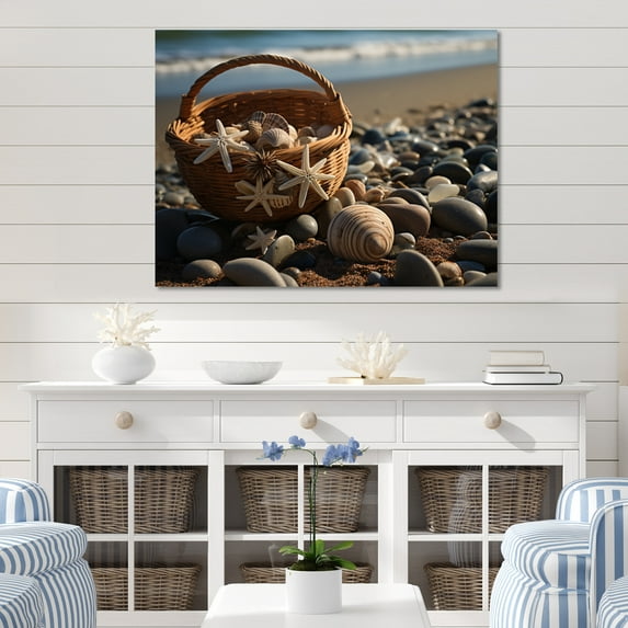 Designart "Beach composition" Nautical & Beach Metal Art Living Room