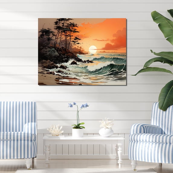 Designart "Beach horizon In The II" Nautical & Beach Canvas Wall Art