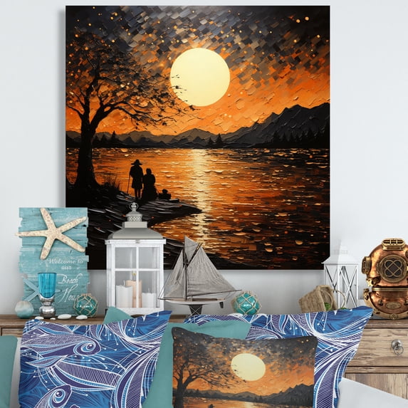 Designart "Beach horizon Sunset VI" Beach Metal Art Print