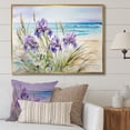 thumbnail image 1 of Designart "Beachside Beauty: Purple Irises II" Irises Floater Framed Canvas Art Print, 1 of 5