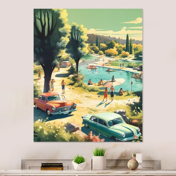 Designart "Beachside Classics 50 s Vintage II" Retro Car Metal Wall Decor