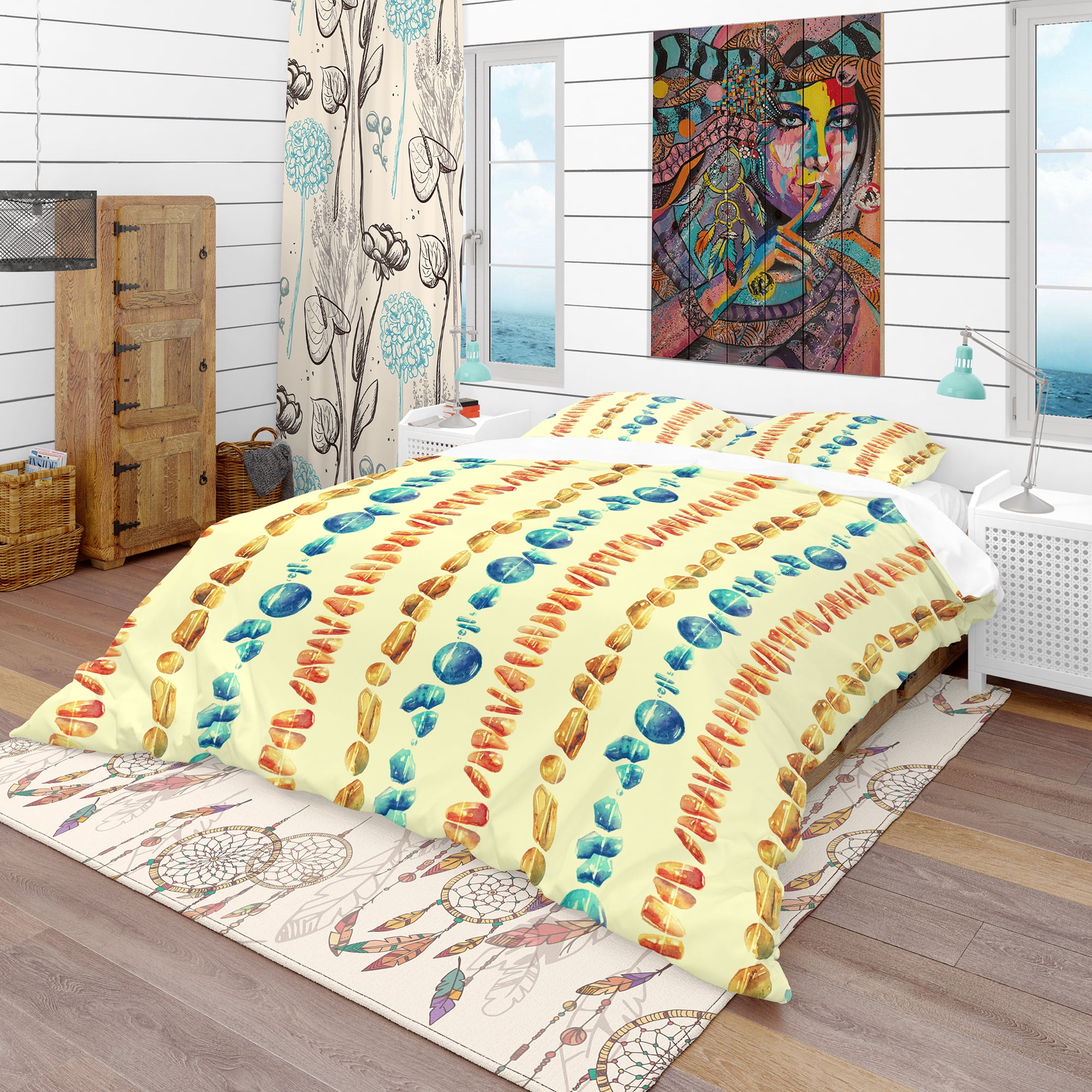 Designart 'Beads From Natural Semiprecious Stones' Bohemian & Eclectic Duvet Cover Set