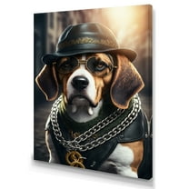 Designart Beagle Gangster In NYC III Canvas Wall Art