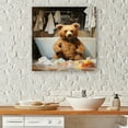 thumbnail image 1 of Designart "Bear Bubbles in Bathroom III" Illustration Canvas Wall Art - Modern Brown Laundry Hallway Wall Art Decor, 1 of 6