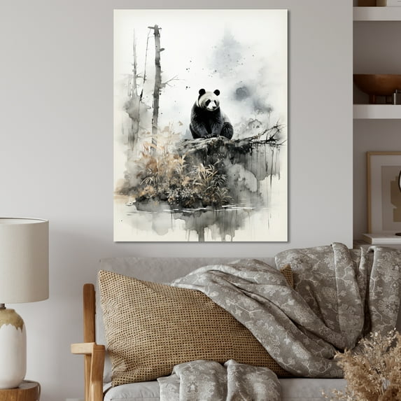 Designart "Bear Sumi Asian beauty II" Asian Metal Art Living Room