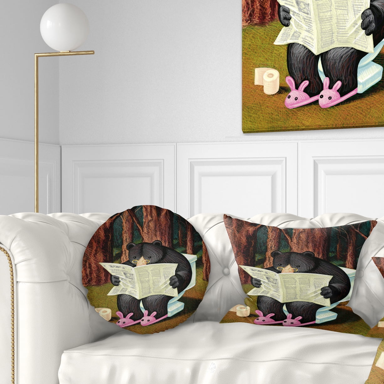 Designart Bear in the Woods - Animal Throw Pillow - 12x20