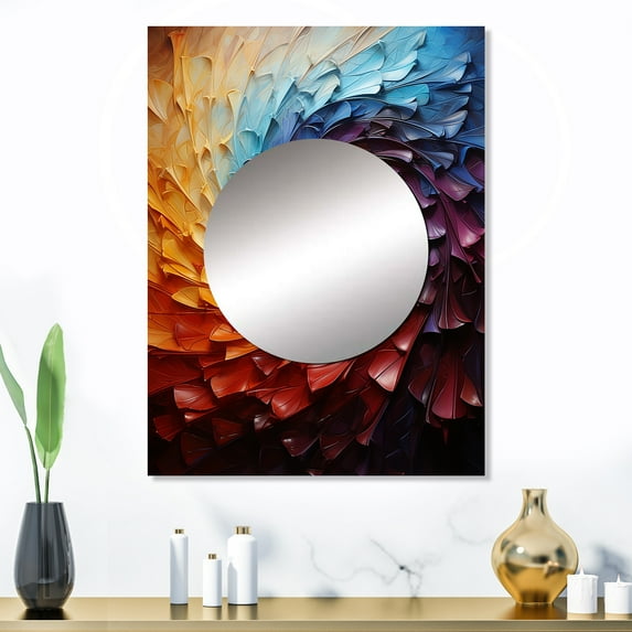 Designart "Beat of Rhythm I" Abstract Mirror Wall Decor - Modern Multi-Color Abstract Hallway Wall Mirror Art - 32" x 24" Inch