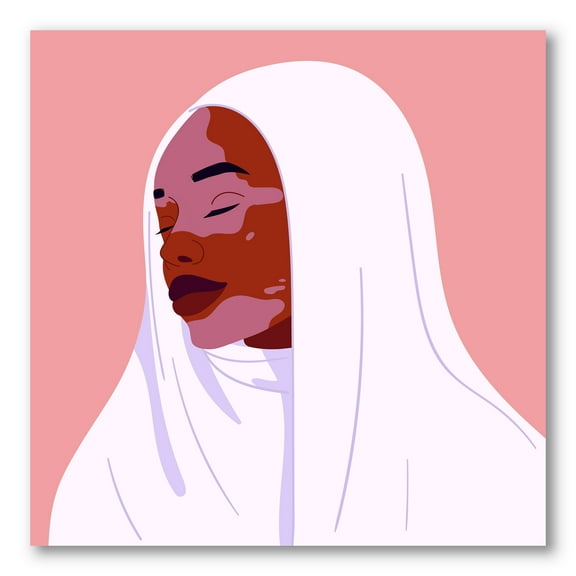 Designart ' Beautiful Abstract Smiling Afro African Woman With VItiligo ' Moroccan Canvas Wall Art Print