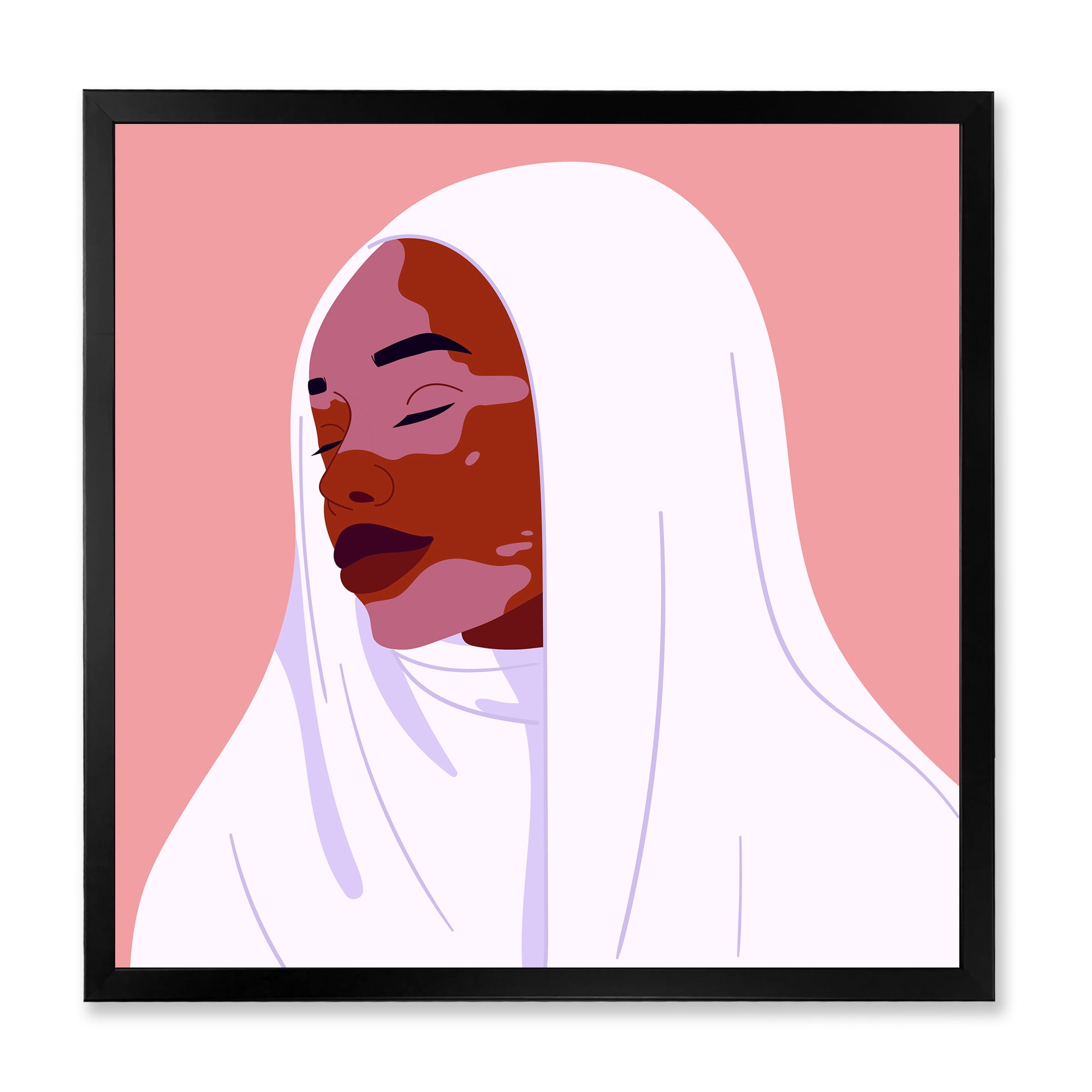 Designart 'Beautiful Abstract Smiling Afro African Woman With VItiligo' Moroccan Framed Art Print