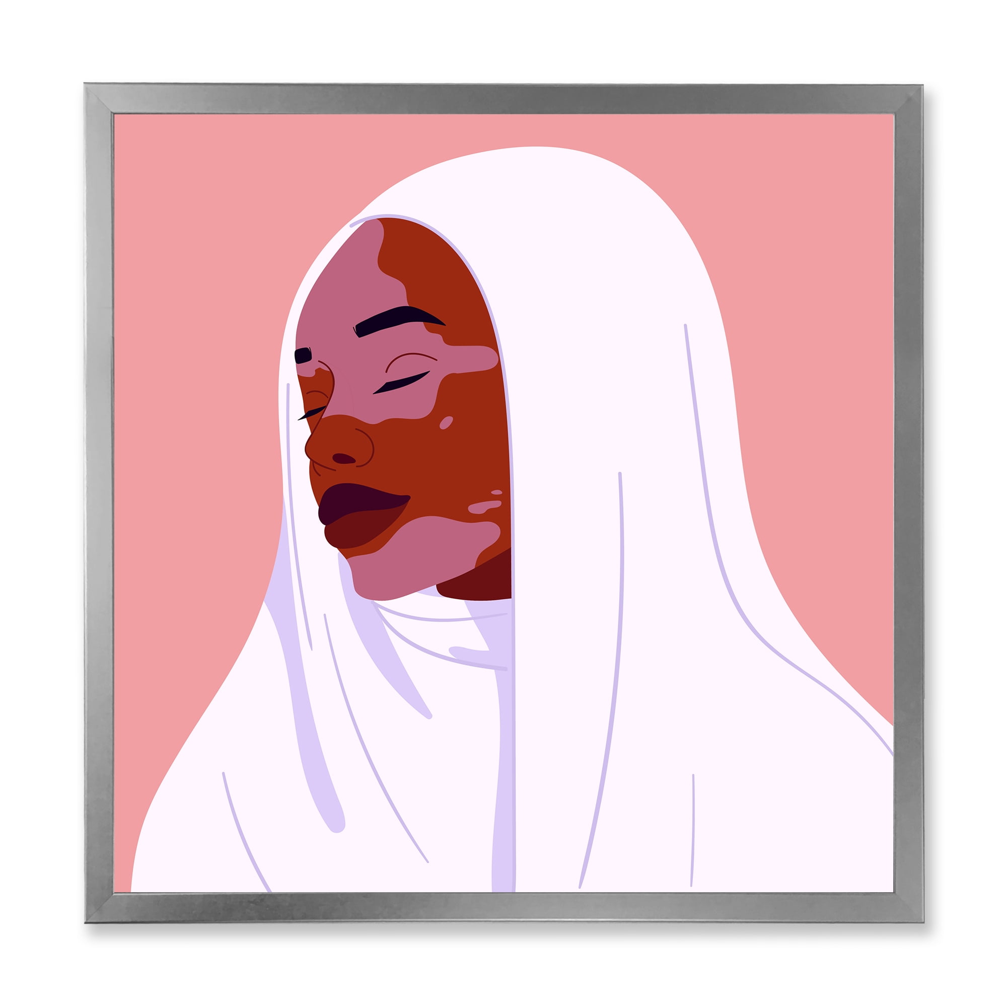 Designart 'Beautiful Abstract Smiling Afro African Woman With VItiligo' Moroccan Framed Art Print