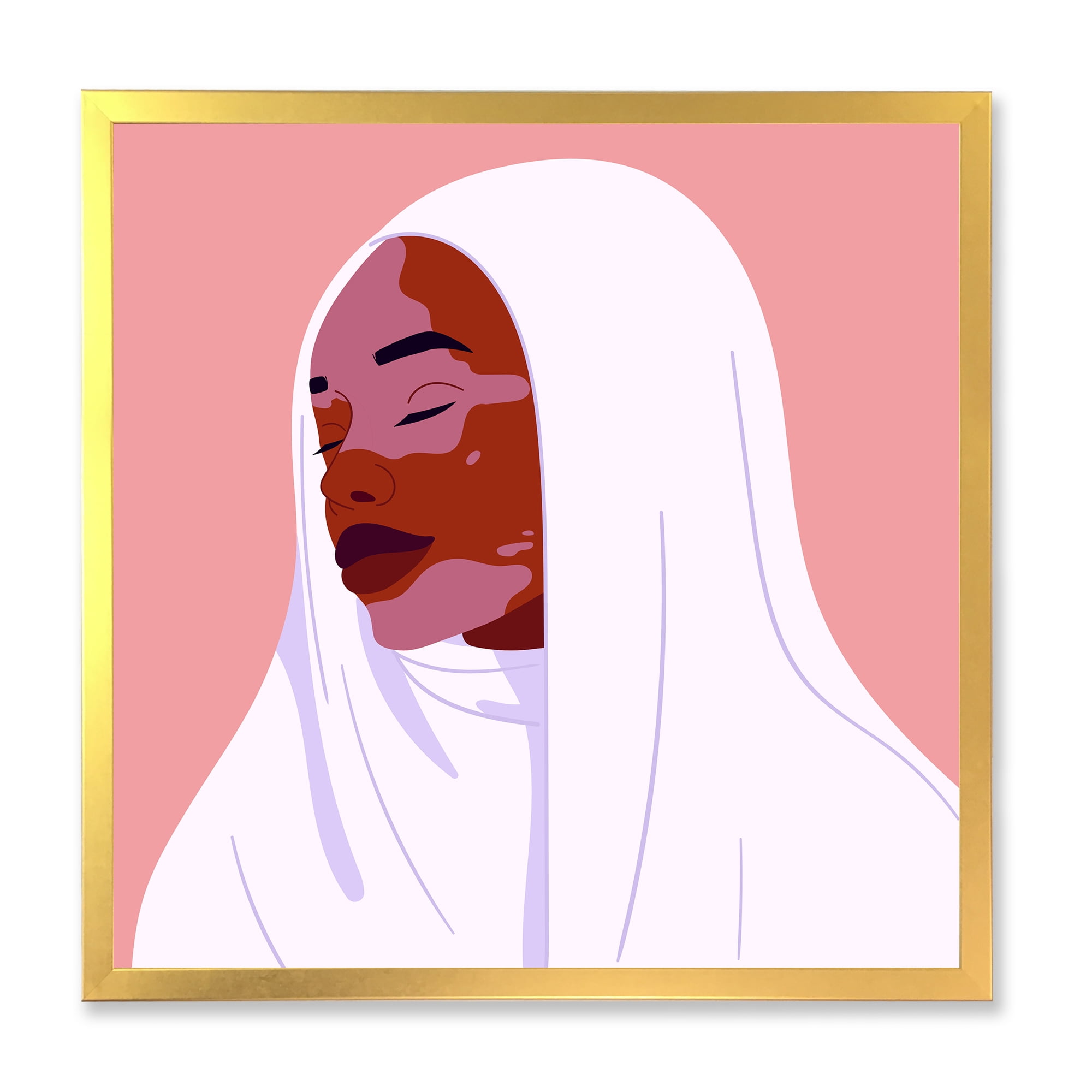 Designart 'Beautiful Abstract Smiling Afro African Woman With VItiligo' Moroccan Framed Art Print