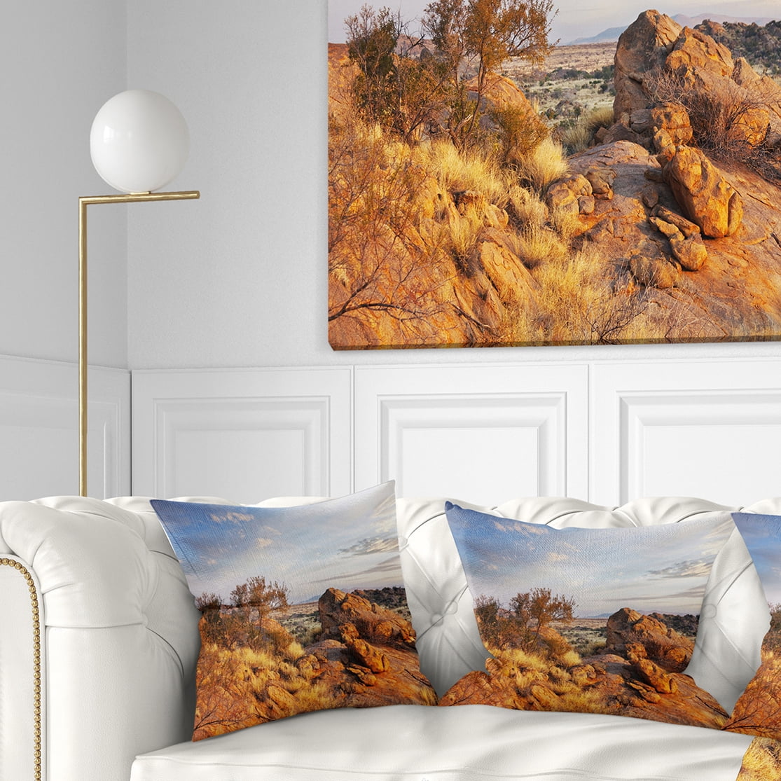 Designart Beautiful African Rocky Landscape - Landscape Printed Throw Pillow - 16x16