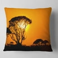 thumbnail image 1 of Designart Beautiful African Sunset in Savannah - African Landscape Printed Throw Pillow - 18x18, 1 of 4