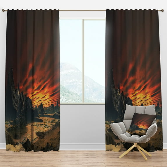 Designart 'Beautiful Alien Planet Traos' Landscape Blackout Curtain Panel