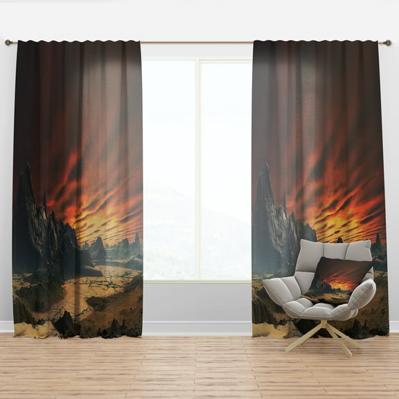 Designart 'Beautiful Alien Planet Traos' Landscape Curtain Panel