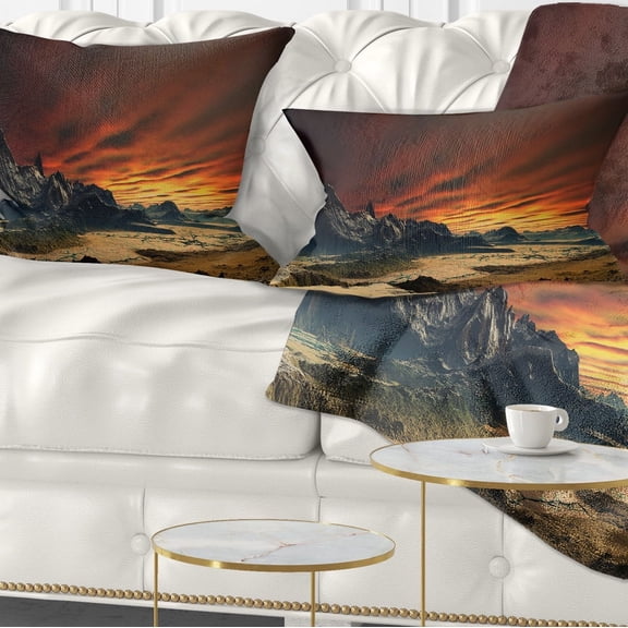 Designart Beautiful Alien Planet Traos - Landscape Printed Throw Pillow - 12x20