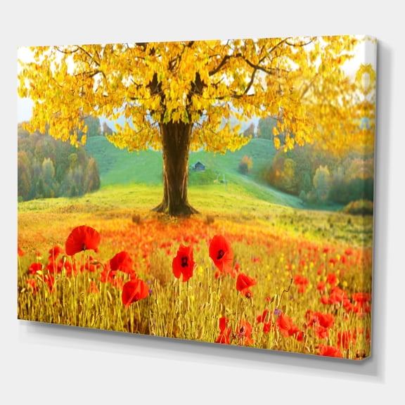 Designart 'Beautiful Autumn Yellow Tree ' Floral Canvas Art Print