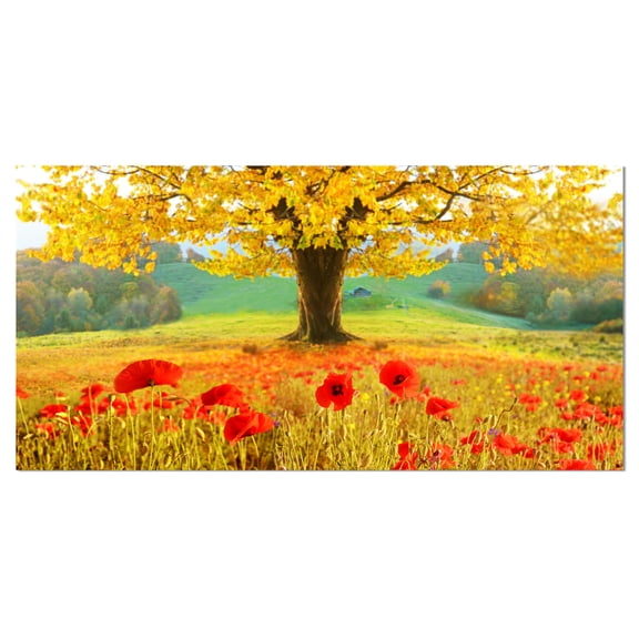 Designart 'Beautiful Autumn Yellow Tree ' Floral Canvas Art Print