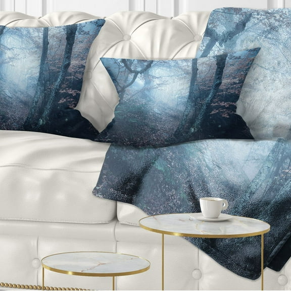 Designart Beautiful Autumn in Forest - Landscape Photography Throw Pillow - 12x20