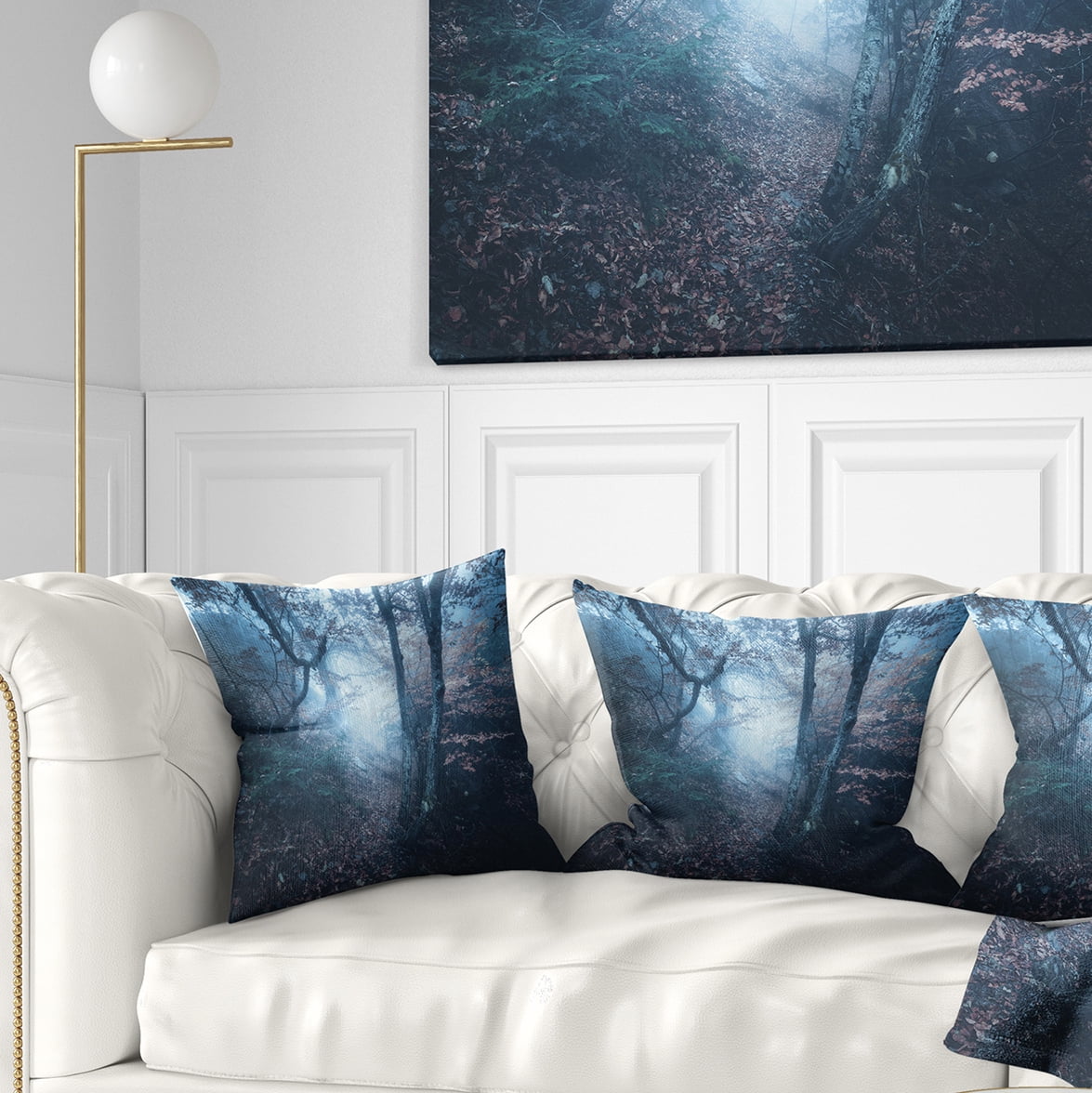 Designart Beautiful Autumn in Forest - Landscape Photography Throw Pillow - 16x16
