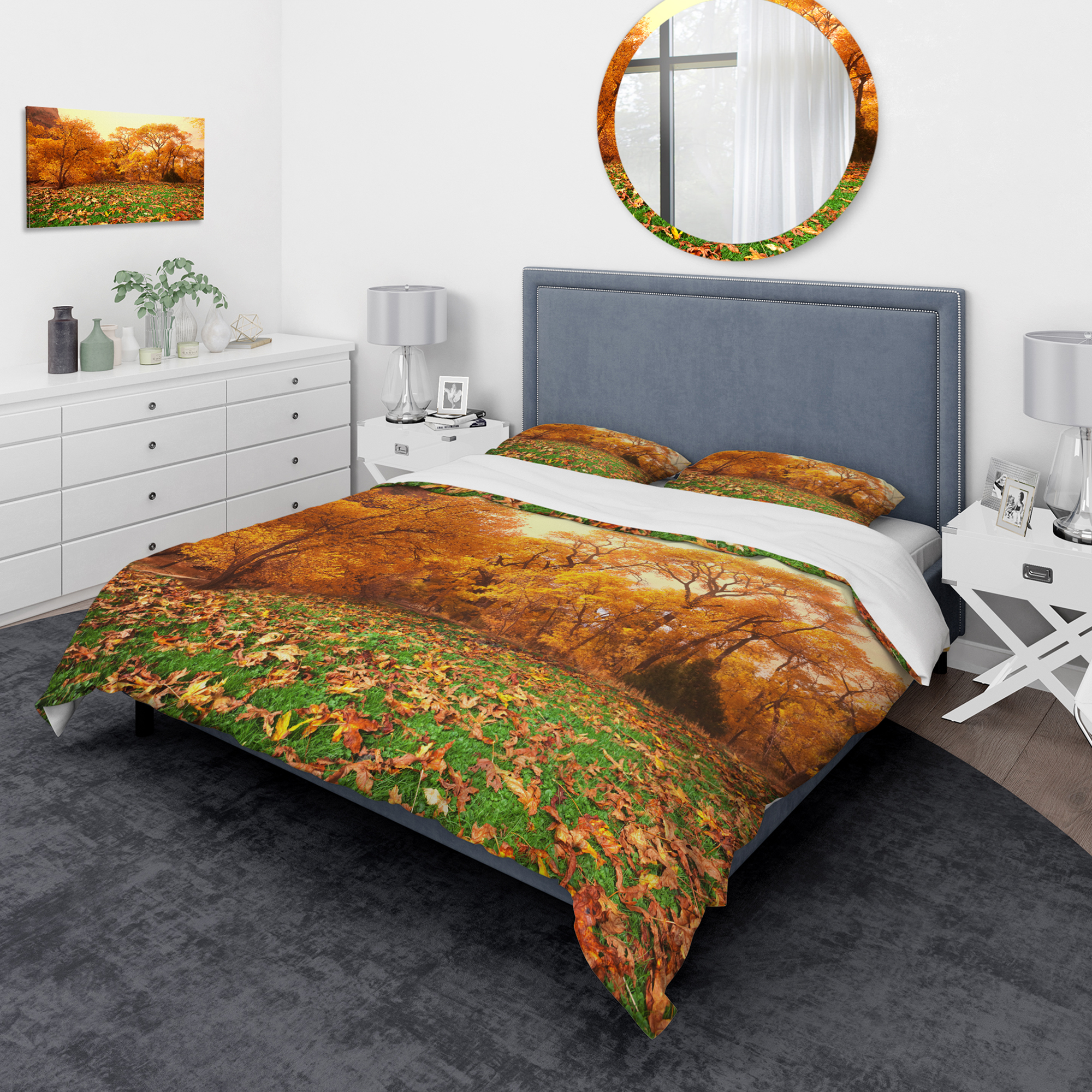 Designart 'Beautiful Autumn with Green Grass' Vintage Duvet Cover Set