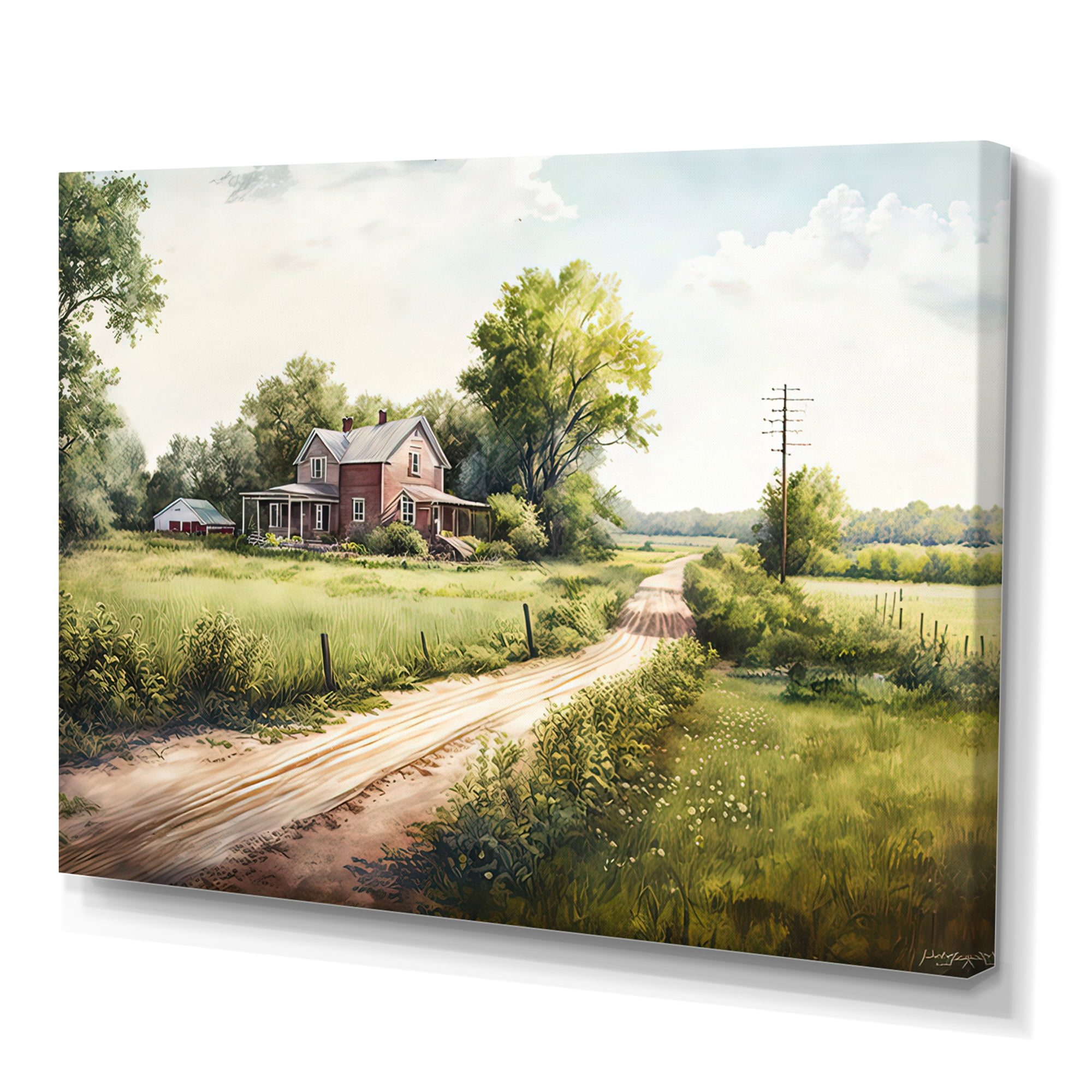 Designart Beautiful Barn In Spring IV Canvas Wall Art