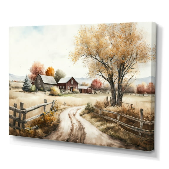 Designart Beautiful Barn In Spring VI Canvas Wall Art