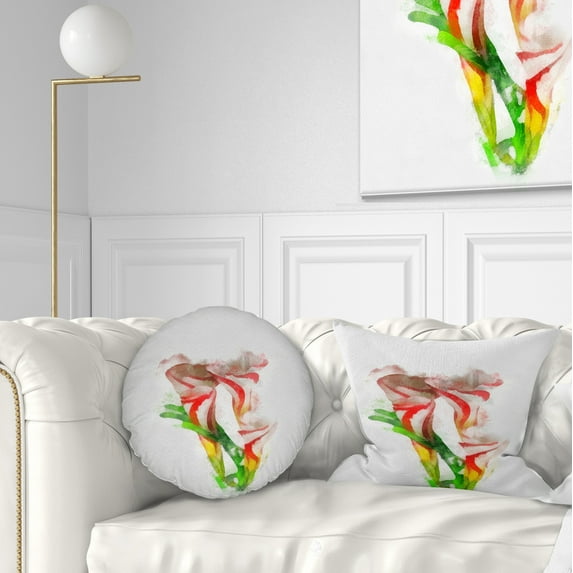 Designart Beautiful Bell Flower Watercolor - Floral Throw Pillow - 12x20
