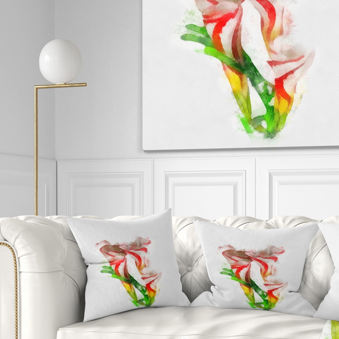Designart Beautiful Bell Flower Watercolor - Floral Throw Pillow - 16x16