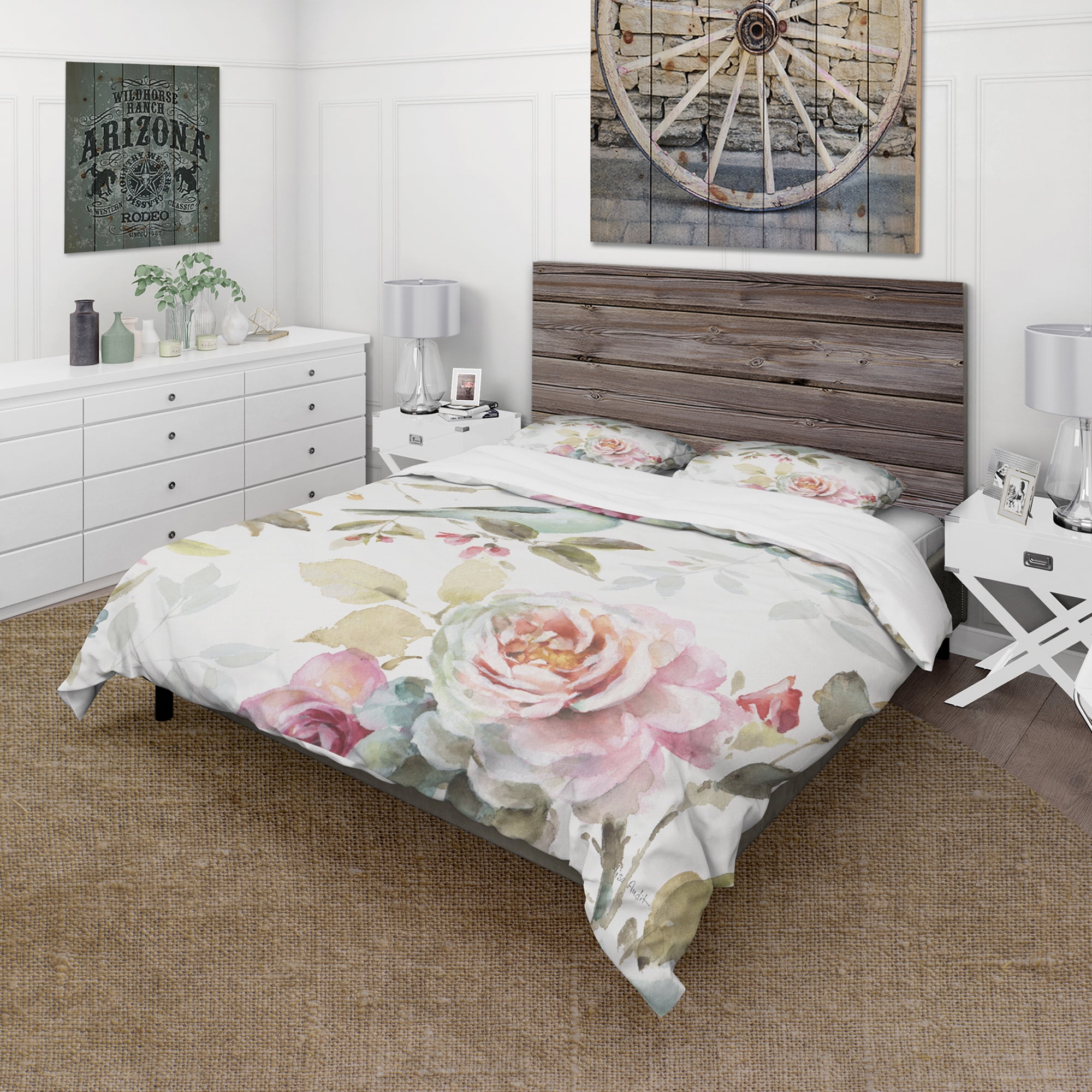 Designart 'Beautiful Bird Romance II' Cottage Duvet Cover Set