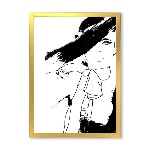 Designart 'Beautiful Black and White Model Haute Couture Fashion Woman I' Modern Framed Art Print