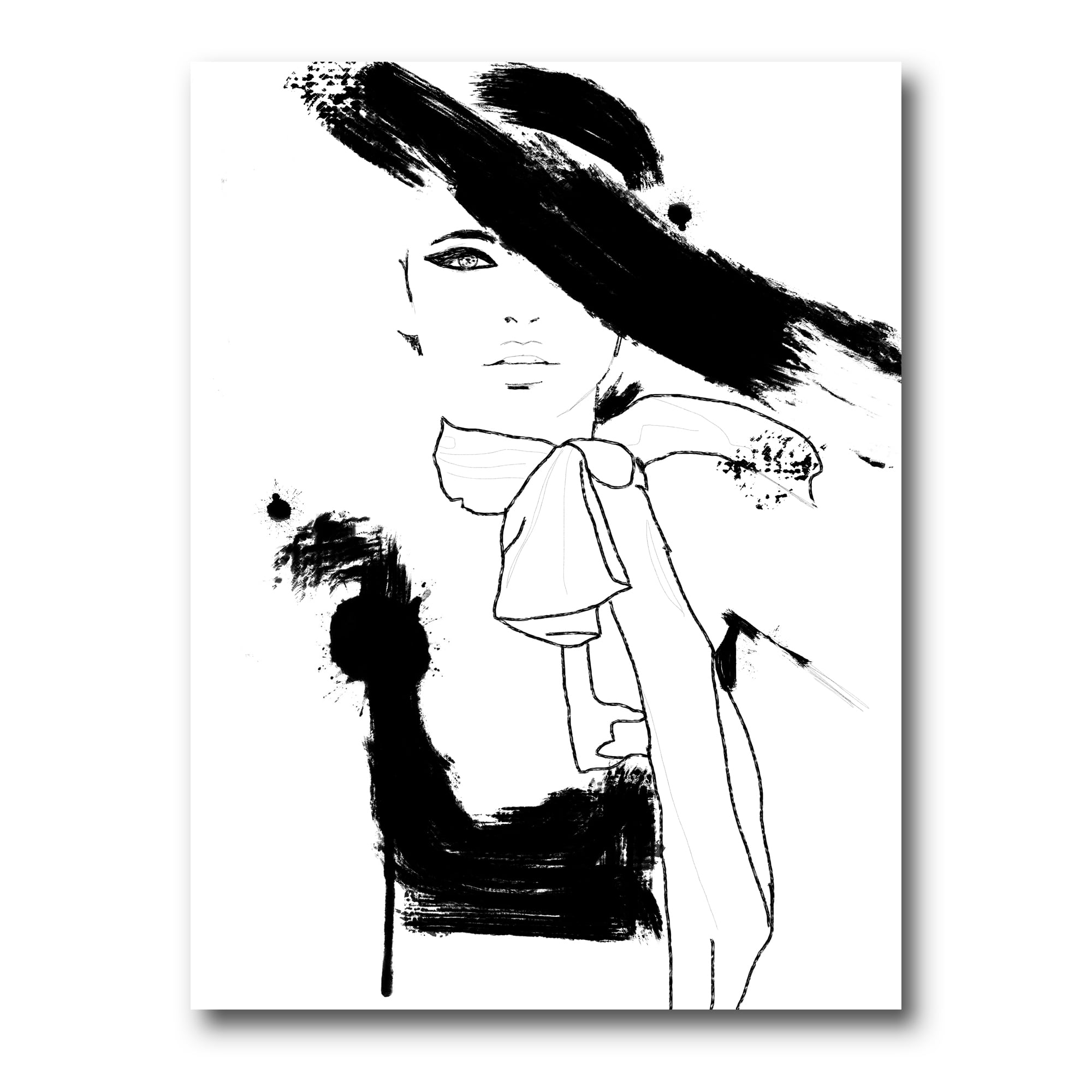 Designart ' Beautiful Black and White Model Haute Couture Fashion Woman II ' Modern Canvas Wall Art Print