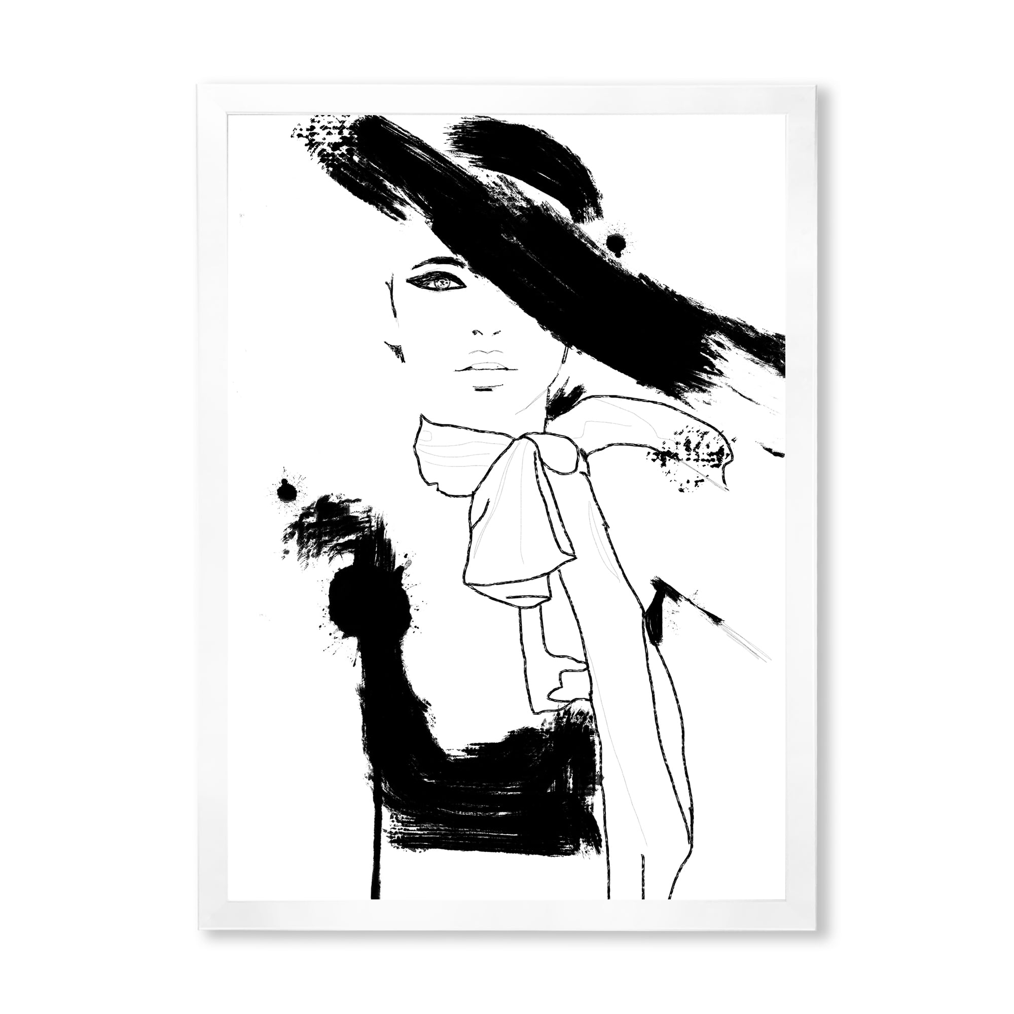 Designart 'Beautiful Black and White Model Haute Couture Fashion Woman II' Modern Framed Art Print