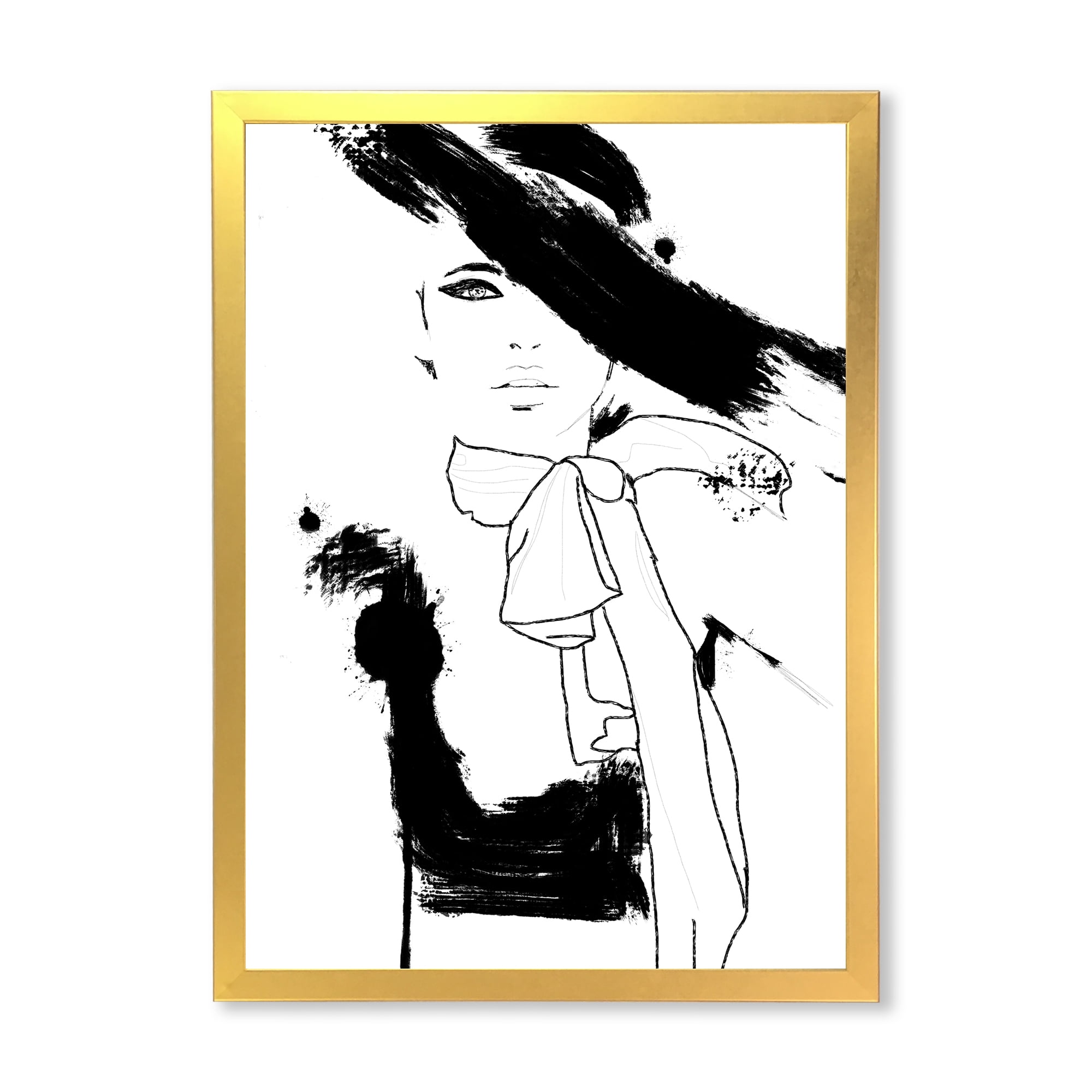 Designart 'Beautiful Black and White Model Haute Couture Fashion Woman II' Modern Framed Art Print