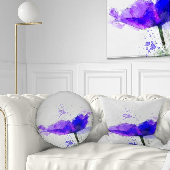 Designart Beautiful Blue Anemone Sketch - Floral Throw Pillow - 12x20