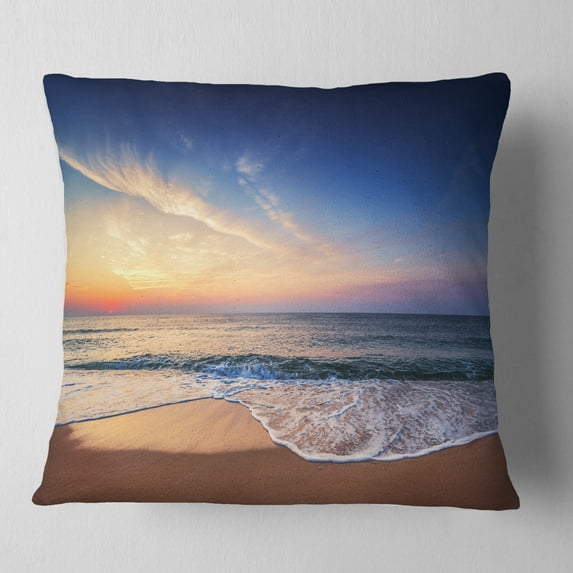 Designart Beautiful Blue Cloudscape Over Sea - Seashore Throw Pillow - 18x18