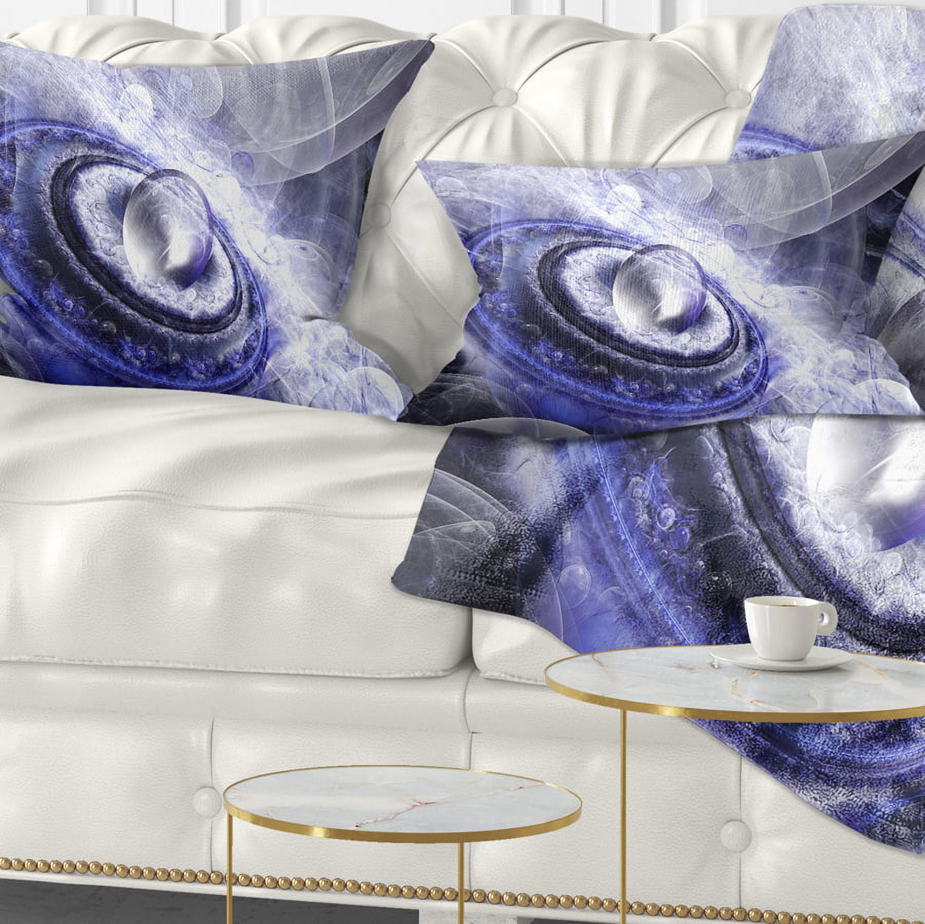 Designart Beautiful Blue Flying Saucer - Floral Throw Pillow - 12x20