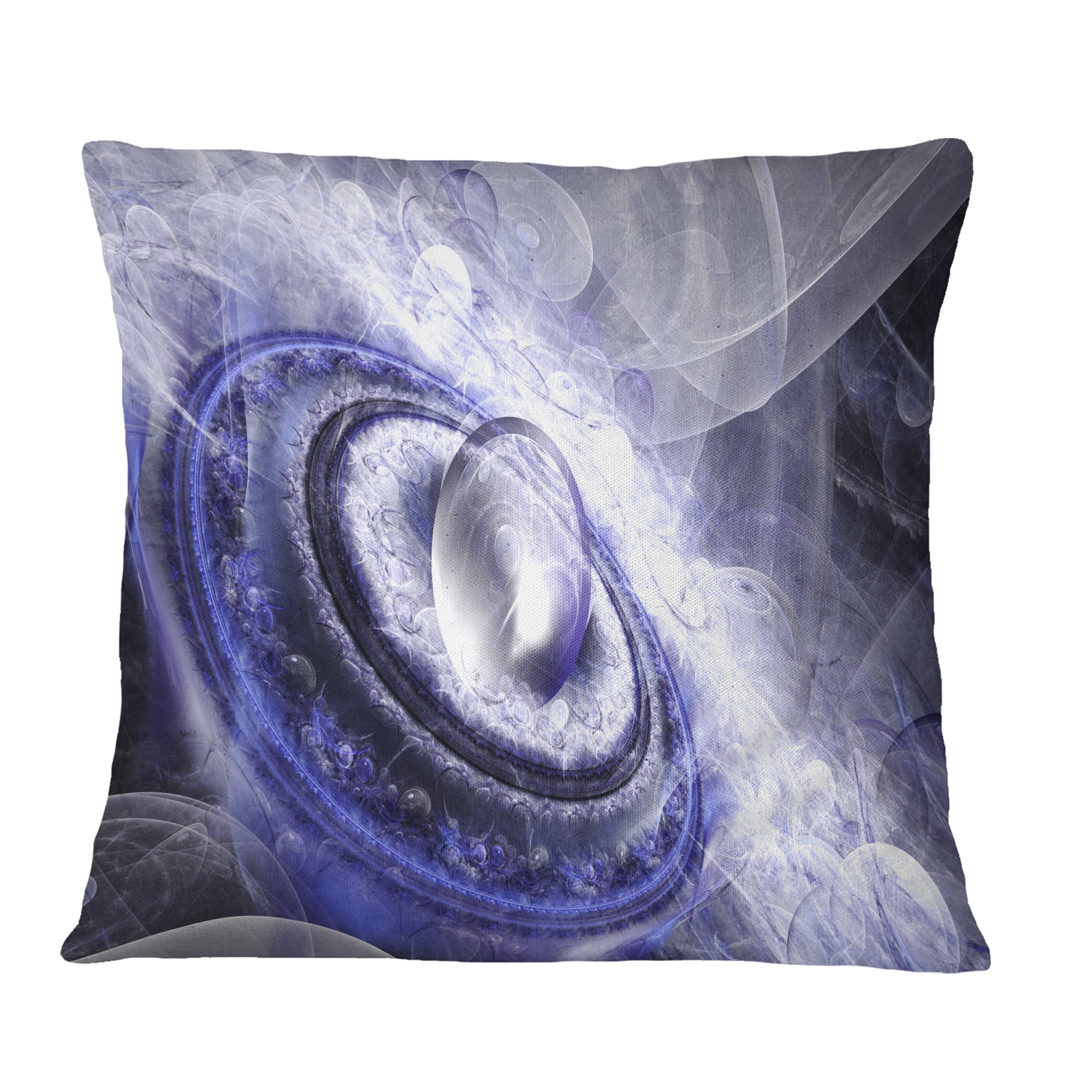 Designart Beautiful Blue Flying Saucer - Floral Throw Pillow - 16x16