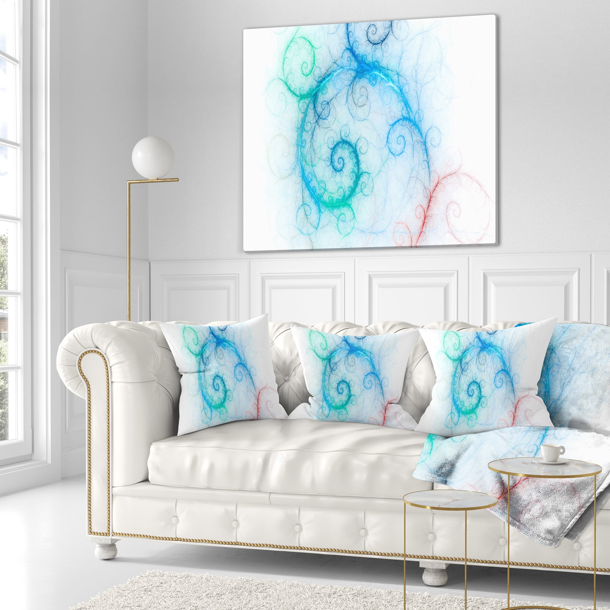 Designart Beautiful Blue Fractal Pattern - Abstract Throw Pillow - 16x16