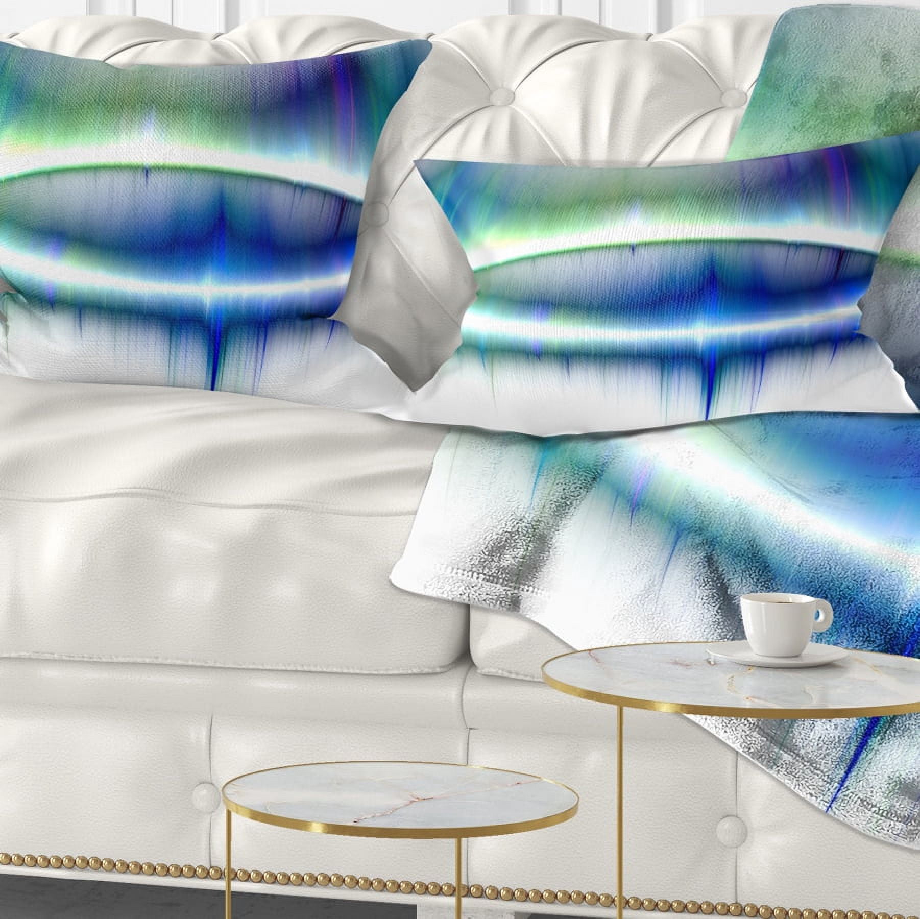 Designart Beautiful Blue Northern Lights - Abstract Throw Pillow - 12x20