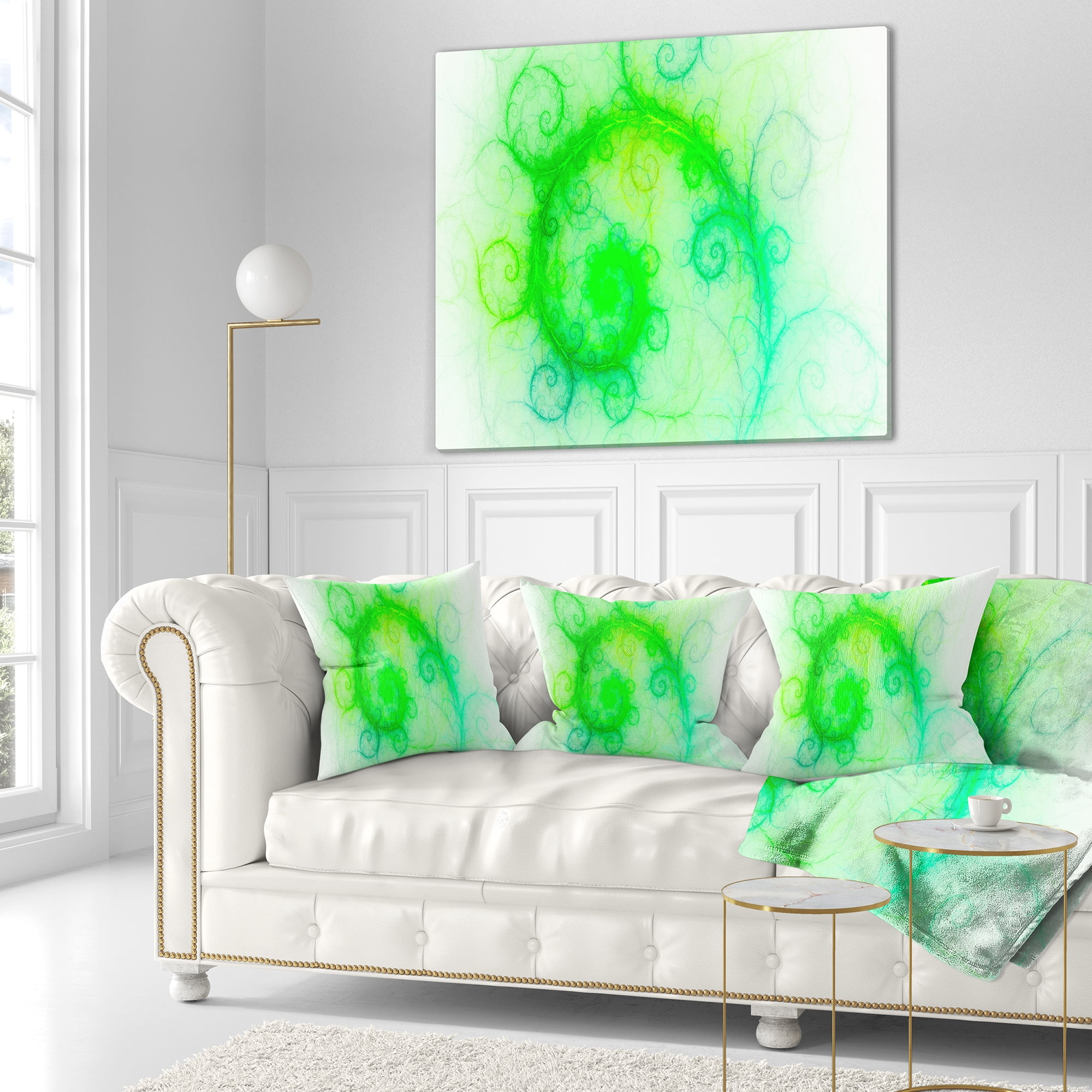 Designart Beautiful Bright Green Pattern - Abstract Throw Pillow - 18x18