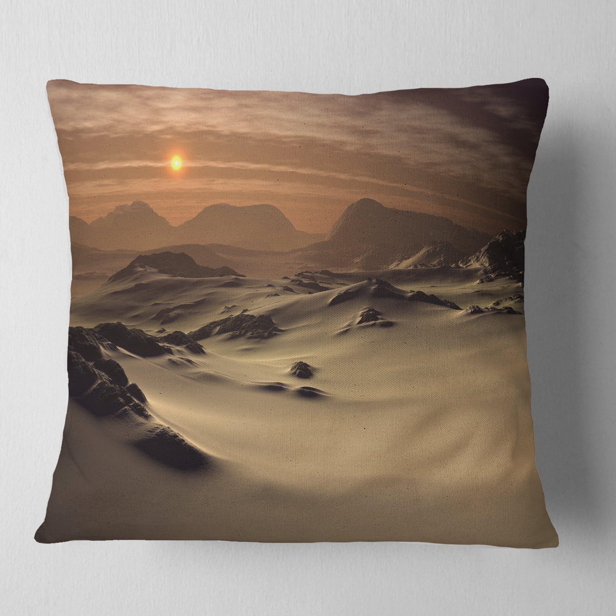 Designart Beautiful Brown Fantasy Terrain - Landscape Printed Throw Pillow - 18x18