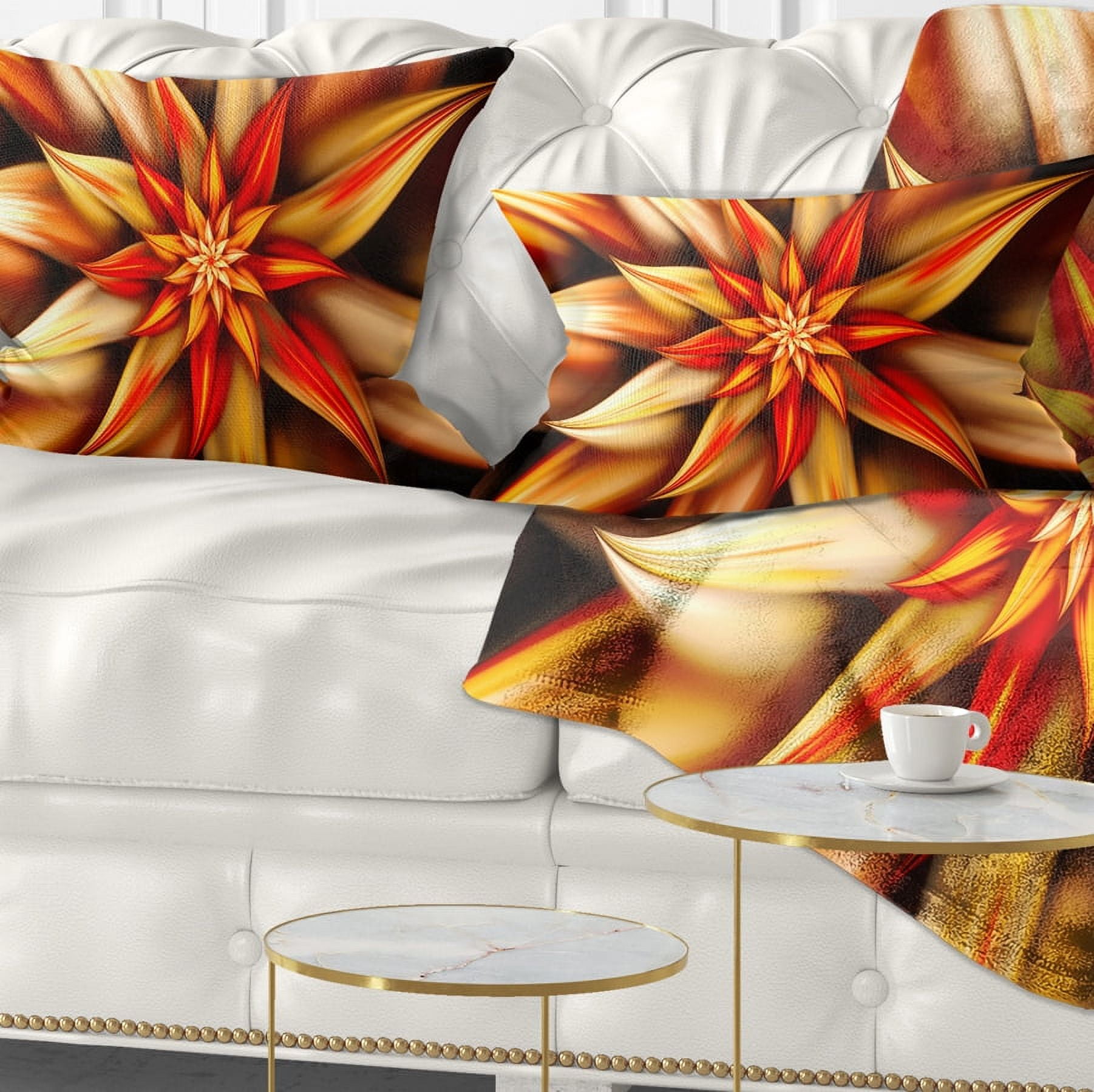 Designart Beautiful Brown Flower Petals - Floral Throw Pillow - 12x20